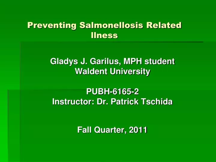preventing salmonellosis related llness