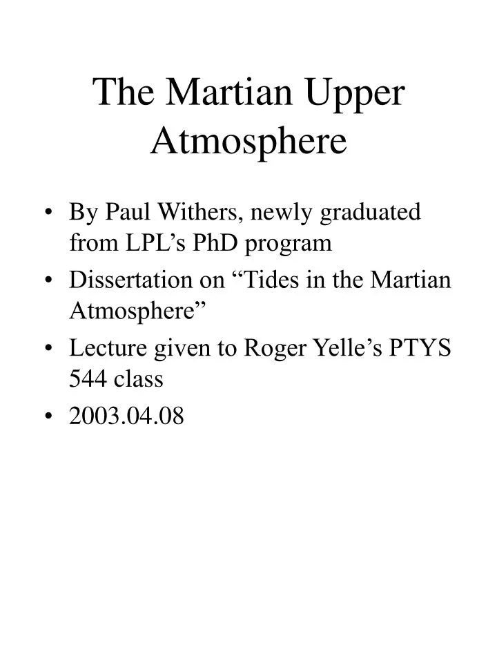 the martian upper atmosphere