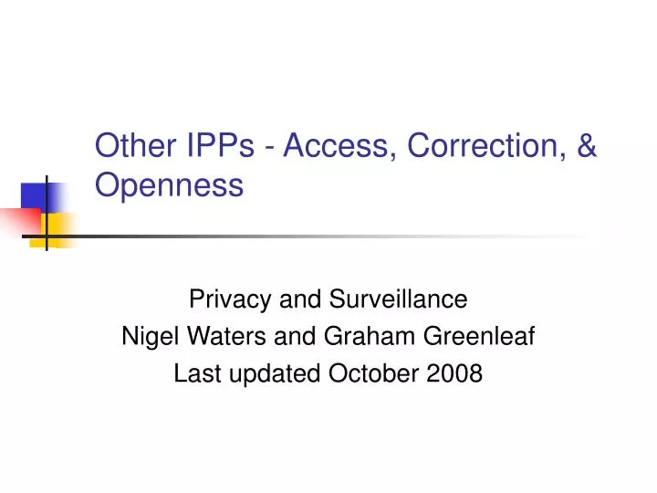 privacy and surveillance nigel waters and graham greenleaf last updated october 2008