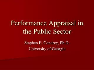 Performance Appraisal in the Public Sector