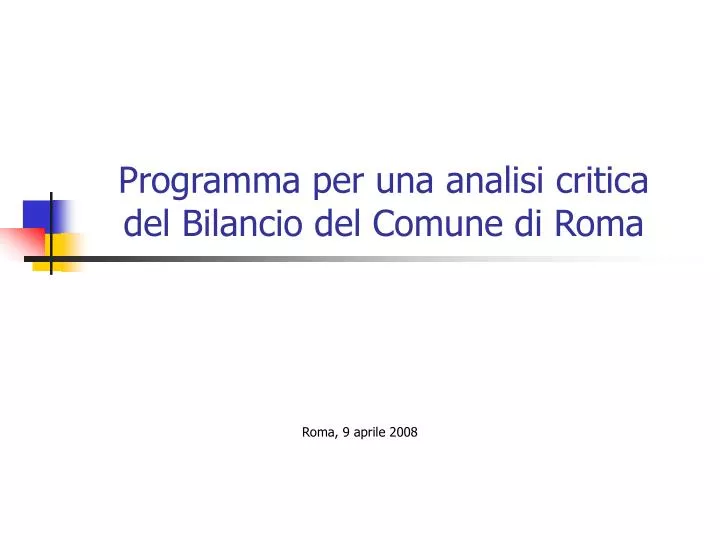 programma per una analisi critica del bilancio del comune di roma