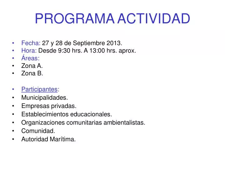 programa actividad