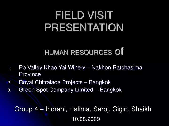 field visit presentation human resources of