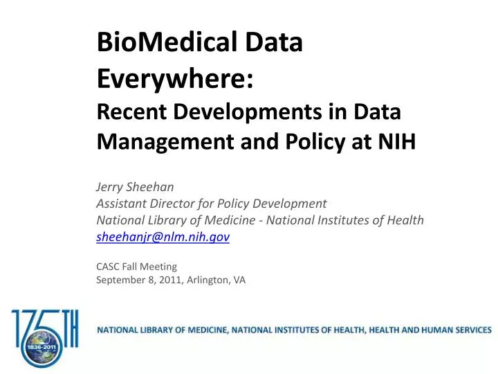 biomedical data everywhere recent developments in data management and policy at nih