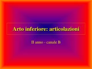 arto inferiore articolazioni