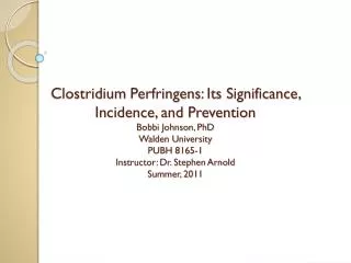 Clostridium Perfringens History