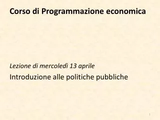 corso di programmazione economica