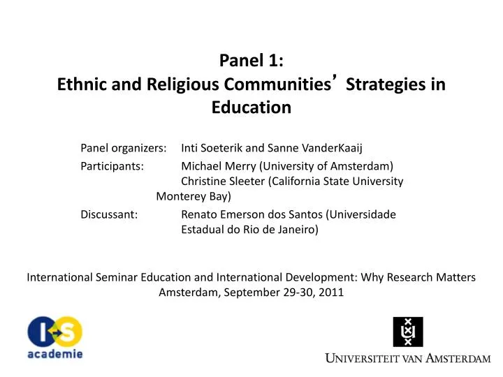 panel 1 ethnic and religious communities strategies in education