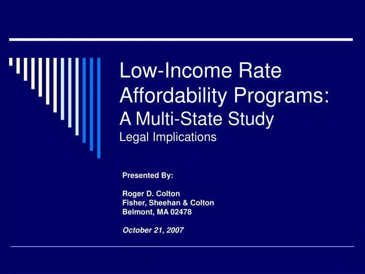 low income rate affordability programs a multi state study legal implications