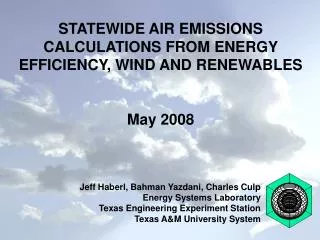 Jeff Haberl, Bahman Yazdani, Charles Culp Energy Systems Laboratory