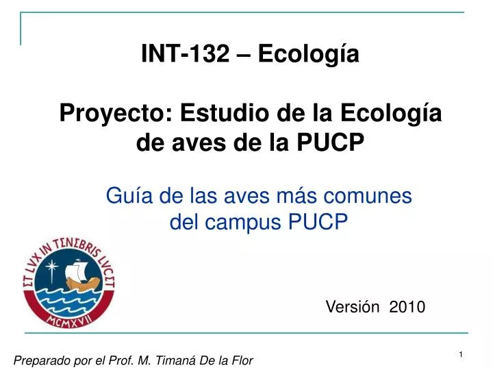 int 132 ecolog a proyecto estudio de la ecolog a de aves de la pucp