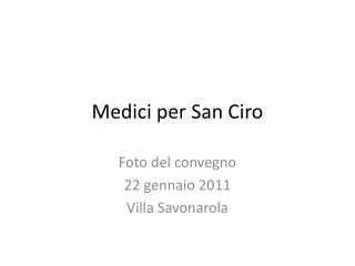 medici per san ciro