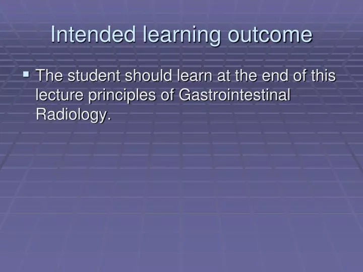 intended learning outcome
