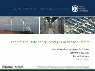 Federal and State Energy Storage Policies and Efforts