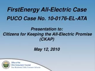 FirstEnergy all-electric case - timeline
