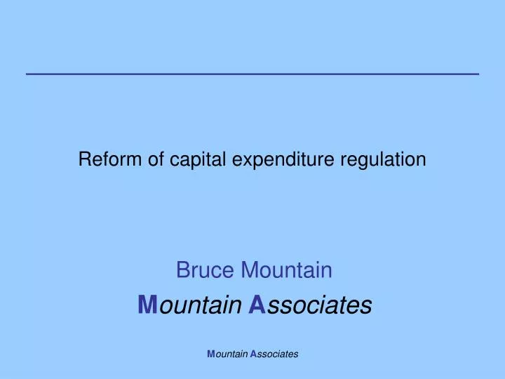 reform of capital expenditure regulation