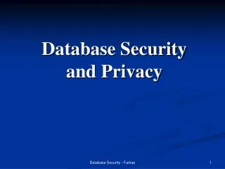 Database Security and Privacy