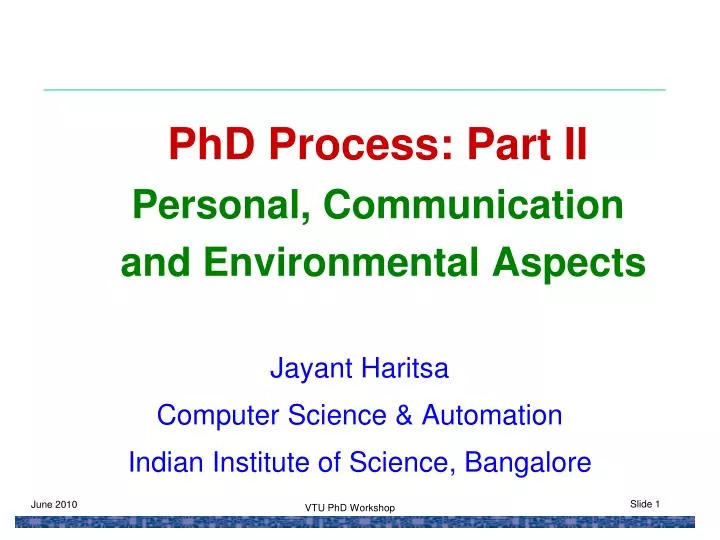 phd process part ii personal communication and environmental aspects