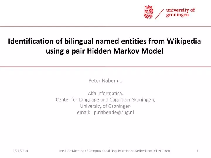 identification of bilingual named entities from wikipedia using a pair hidden markov model