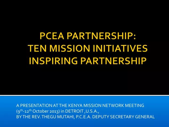 pcea partnership ten mission initiatives inspiring partnership
