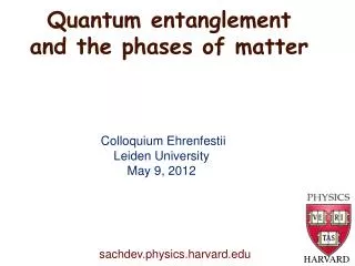 Quantum entanglement and the phases of matter