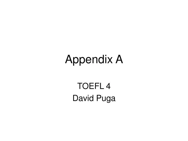 appendix a