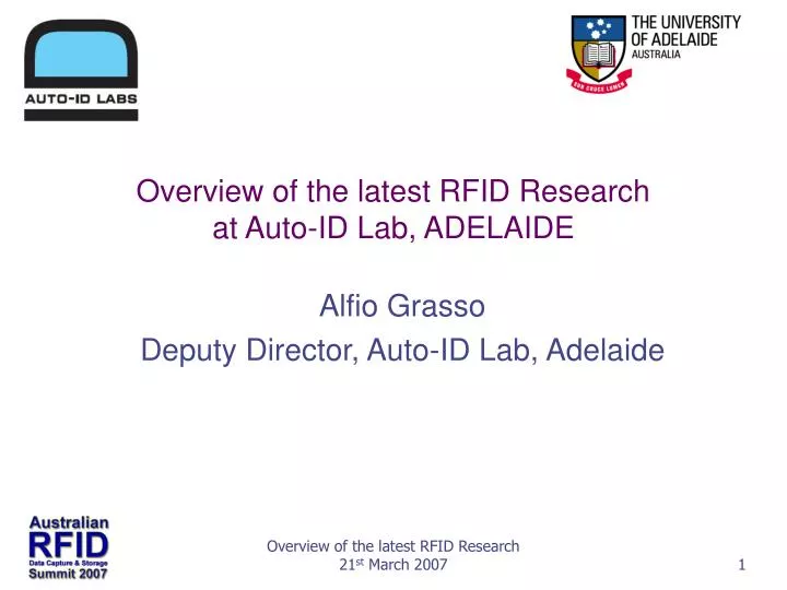 overview of the latest rfid research at auto id lab adelaide
