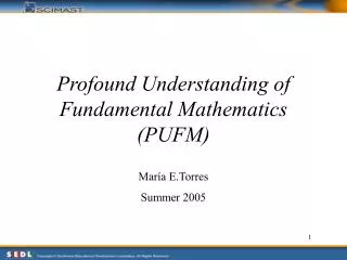Profound Understanding of Fundamental Mathematics (PUFM)