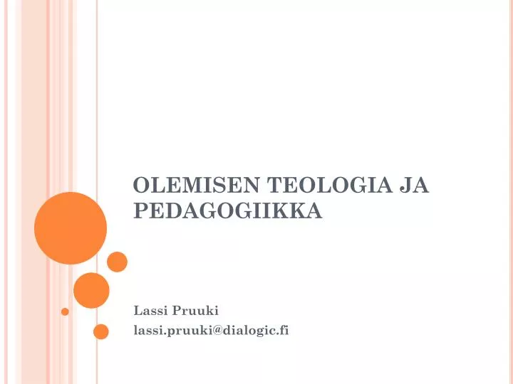 olemisen teologia ja pedagogiikka