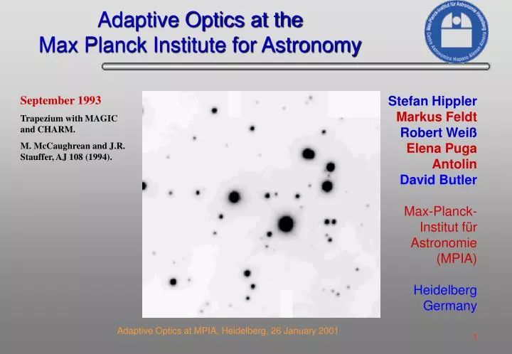 adaptive optics at the max planck institute for astronomy
