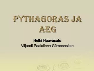 p y thagoras ja aeg