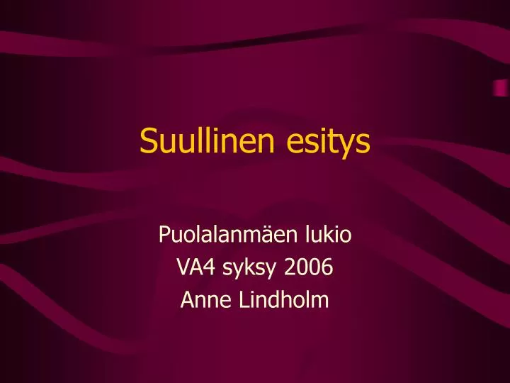 suullinen esitys