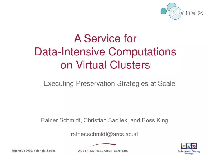 a service for data intensive computations on virtual clusters