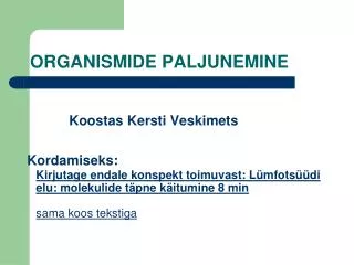 organismide paljunemine