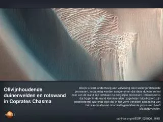 olivijnhoudende duinenvelden en rotswand in coprates chasma