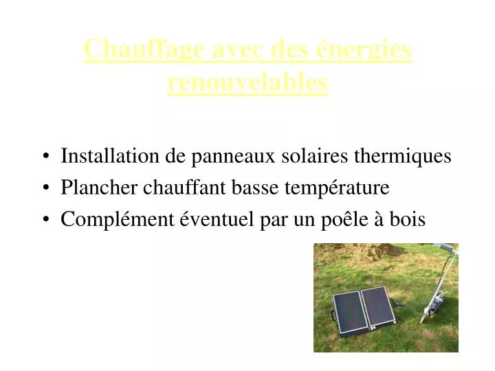 chauffage avec des nergies renouvelables