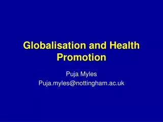 Globalisation and Health Promotion
