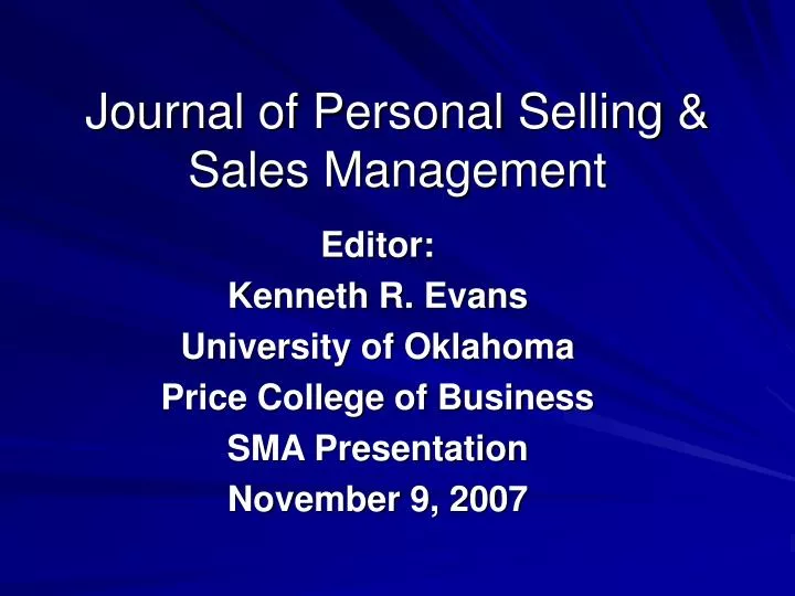 journal of personal selling sales management