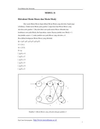 Teori Bahasa dan Automata MODUL 11 Ekivalensi Mesin Moore dan Mesin Mealy