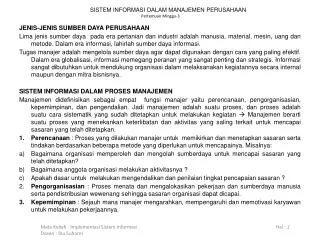 sistem informasi dalam manajemen perusahaan pertemuan minggu 3