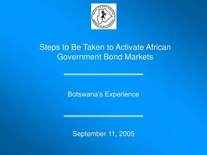 steps to be taken to activate african government bond markets