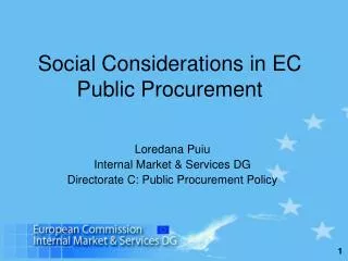 Social Considerations in EC Public Procurement