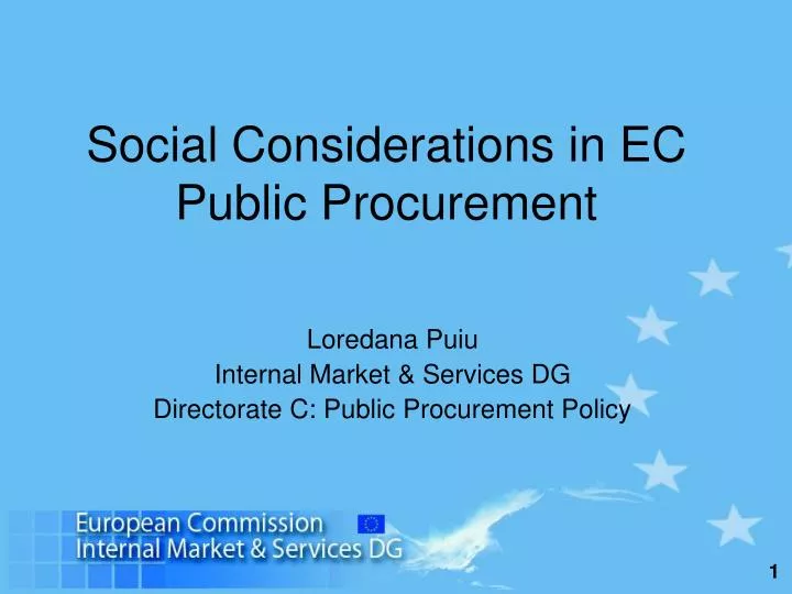 social considerations in ec public procurement