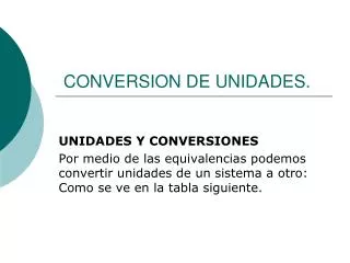 conversion de unidades
