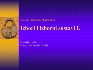 izbori i izborni sustavi i