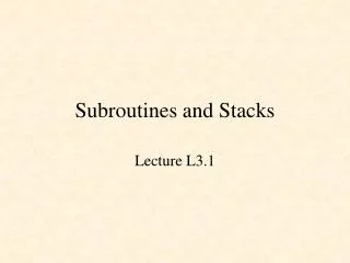 Subroutines and Stacks