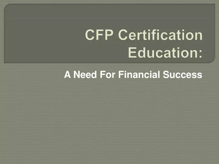 cfp certification education