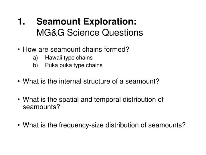 seamount exploration mg g science questions