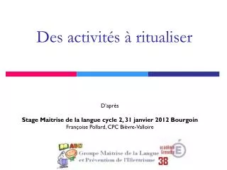 des activit s ritualiser