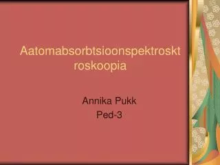 aatomabsorbtsioonspektrosktroskoopia